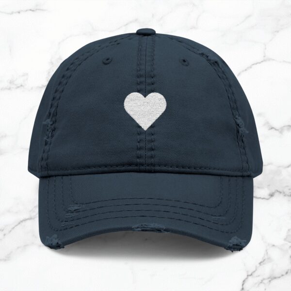 Distressed Hat with Heart Embroidery, Casual Style, Perfect Gift, Everyday Wear, Trendy Headwear - Image 7
