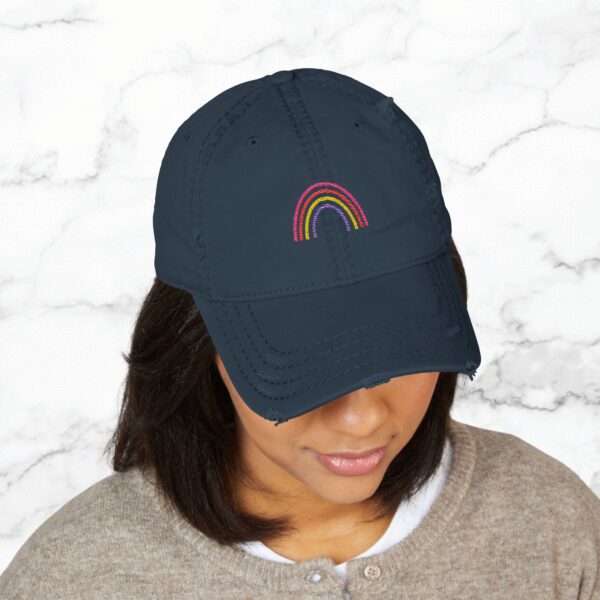 Rainbow Embroidered Distressed Hat, Trendy Baseball Cap for Men & Women, Gift for Mother's Day, Summer Accessory, Casual Style - Image 15