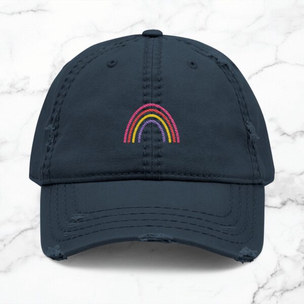 Rainbow Embroidered Distressed Hat, Trendy Baseball Cap for Men & Women, Gift for Mother's Day, Summer Accessory, Casual Style - Image 13