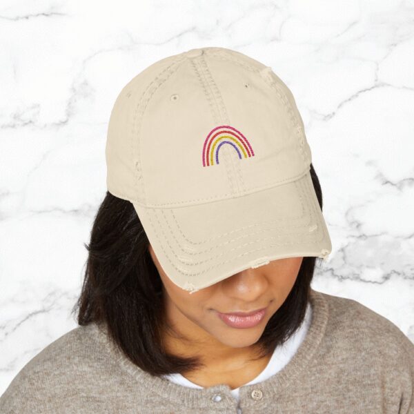 Rainbow Embroidered Distressed Hat, Trendy Baseball Cap for Men & Women, Gift for Mother's Day, Summer Accessory, Casual Style - Image 11