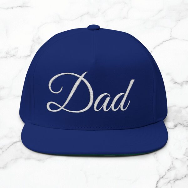 Custom Dad Flat Bill Cap, Embroidered Hat for Father's Day, Gift for Dad, Adjustable Snapback, Casual Wear